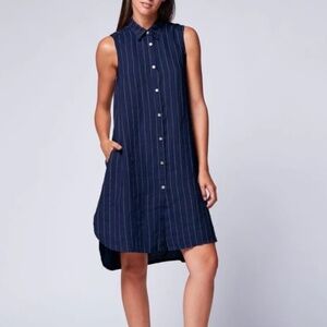 Tommy Hilfiger Mini Dress Preppy Coastal Striped Sleeveless Shirtdress Sz XS